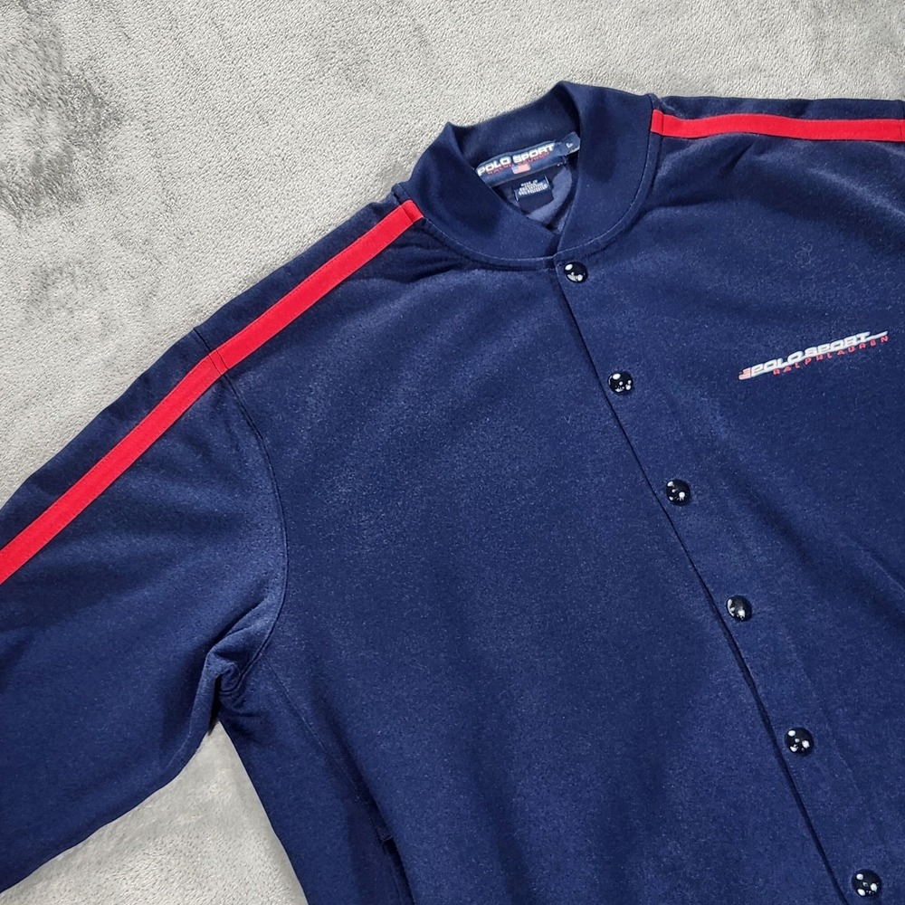 Polo Sport Ralph Lauren Track Jacket Mens Large Vintage 90s Blue Snap Front - Picture 8 of 13